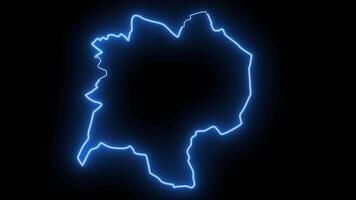 map of Dudelange in Luxembourg with a neon effect that glows blue video