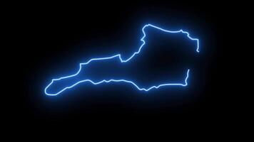 map of Siparia in Trinidad and Tobago with a blue glowing neon effect video