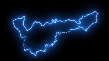 mapa de mohales azada en Lesoto con un neón efecto ese brilla azul video