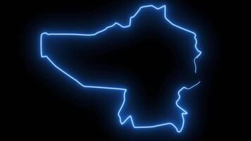 map of Varaklani in Latvia with neon effect glowing blue video