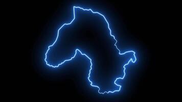 map of Bobonaro in Timor Leste with a blue glowing neon effect video