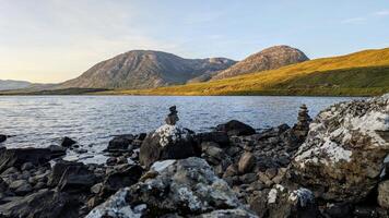 Lough Inagh, Connemara national park, county Galway, Ireland, lakeside landscape scenery with mountains in background, scenic nature wallpaper photo