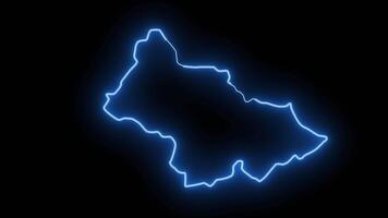 Karte von bijelo Polje im Montenegro mit ein Blau glühend Neon- bewirken video