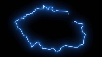 carta geografica di ulaangom nel Mongolia con un' neon effetto quello luci su nel blu video