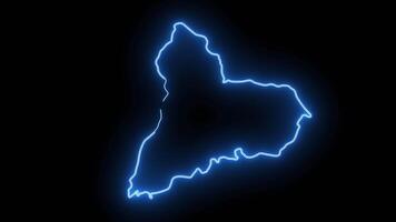 map of Tacuarembo in uruguay with a neon effect that lights up blue video