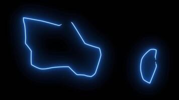 Map of Ulaanbaatar in Mongolia with a neon effect that lights up in blue video