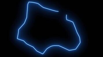 map of Velenje in Slovenia with neon effect glowing blue video