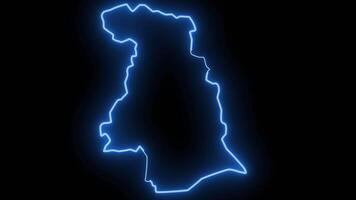 map of Hrazdan in Armenia with a blue glowing neon effect video