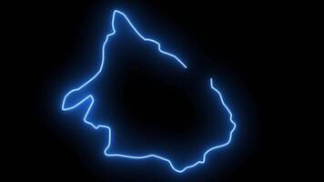 kaart van qacha's nek in Lesotho met een neon effect dat gloeit blauw video