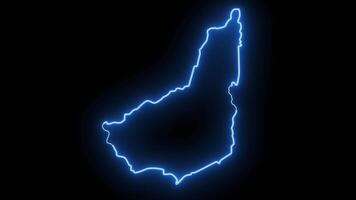 map of Maldonado in uruguay with a neon effect that lights up blue video