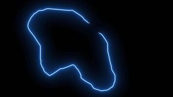 mapa do okhandja dentro nambia com uma néon efeito este brilha azul video