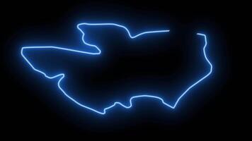 map of Sevnica in Slovenia with neon effect glowing blue video