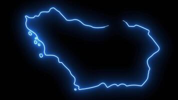 mapa do colonia del sacramento dentro Uruguai com uma néon efeito este brilha azul video