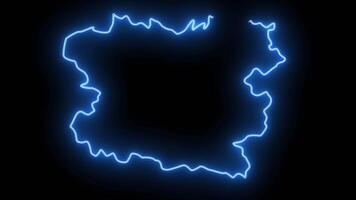 map of Vanadzor in Armenia with a blue glowing neon effect video