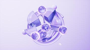 Chemical molecule with purple glass background, 3d rendering. video