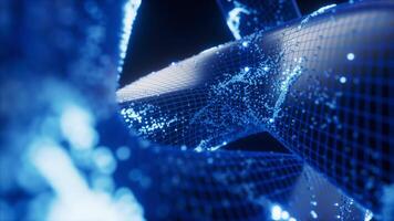 Abstract curve geometry with flowing particles, 3d rendering. video