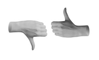 Thumbs up or down. Hand dislike like thumb up down, good approve character negative recommend. Bad photo