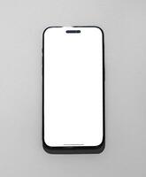 Berlin Germany May 7 2024 Smartphone mockup, blank screen iPhone. Mobile phone display, smart device photo