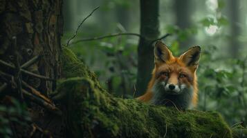 Red fox in snowy landscape, vivid orange fur against white snow. Wild fox, predator in natural photo