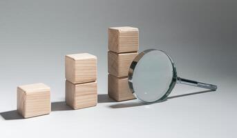 Data analysis in finance, chart review, market research. Business statistics investigation, photo