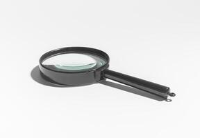 Research tool in business, magnifying glass. Focus on quality, detail check, investigation. photo