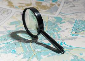 Travel guide map, global journey planning. World trip concept, exploring destinations, directions. photo