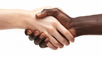 A powerful image illustrating unity and solidarity, with a handshake between individuals of photo