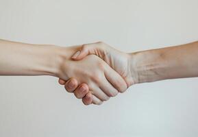 Successful business handshake, partnership and trust in office. Closeup of two professional men, photo