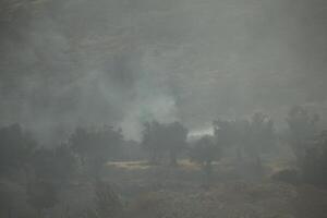 Forest fire and smoke in Jerusalem Israel photo