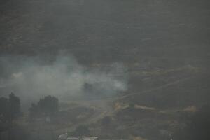 Forest fire and smoke in Jerusalem Israel photo