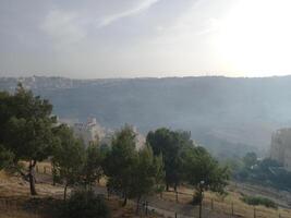 Forest fire and smoke in Jerusalem Israel photo