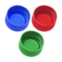 plastic bottle caps isolated on white background photo