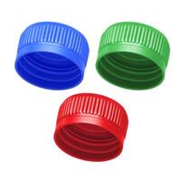 plastic bottle caps isolated on white background photo