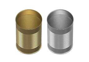 Open metal can on white background photo