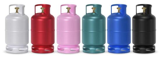 Gas tank set. Natural gas, LPG tanks and various colors photo
