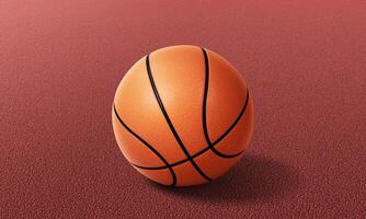 Orange basketball on the cement floor photo