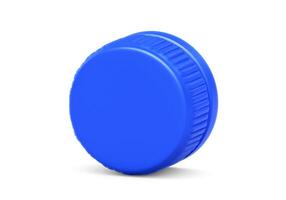 Blue plastic bottle caps isolated on white background photo