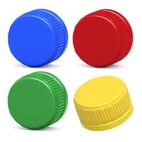 plastic bottle caps isolated on white background photo