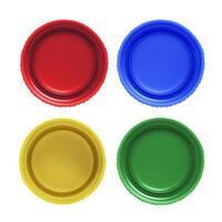 plastic bottle caps isolated on white background photo