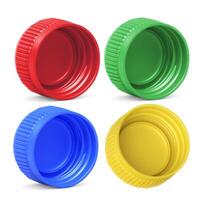 plastic bottle caps isolated on white background photo