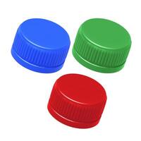 plastic bottle caps isolated on white background photo