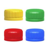 plastic bottle caps isolated on white background photo