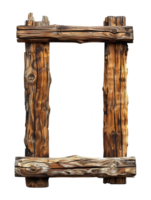 Old wooden photo frame. isolated wood frame. png