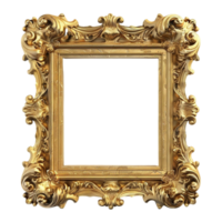 gold frame with ornate design on transparent background png