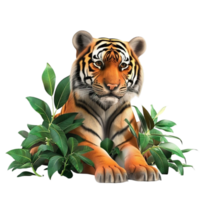 tigre dentro a selva transparente fundo. png