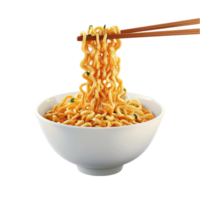 noodles in bowl with chopsticks transparent background. png