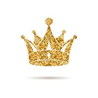 Gold glitter crown on a white background. Magic royal crown. vector