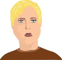 Avatar Cartoon Person Face Shemale Blond. illustration, avatar for insertion, banner, doodle and other applications where you need an avatar blond with gray eyes and a short haircut. vector