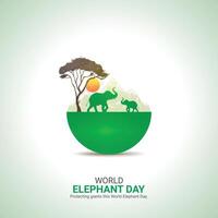 World Elephant Day Creative Ads Design. Elephant Day cartoon icon isolated on Template for background. Elephant Day Poster, . illustration, August 12. Important day vector