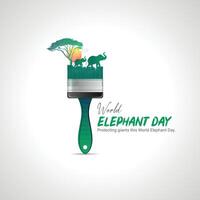 mundo elefante día creativo anuncios diseño. elefante día dibujos animados icono aislado en modelo para antecedentes. elefante día póster, . ilustración, agosto 12 importante día vector